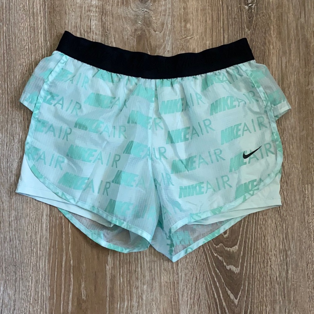 Nike air double layer athletic shorts. Light green size medium